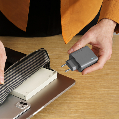 Punjač za mrežu Cuktech, 65W, 3A, 1 x USB-A - 2 x USB-C, Sivi CUKAD653EUGR