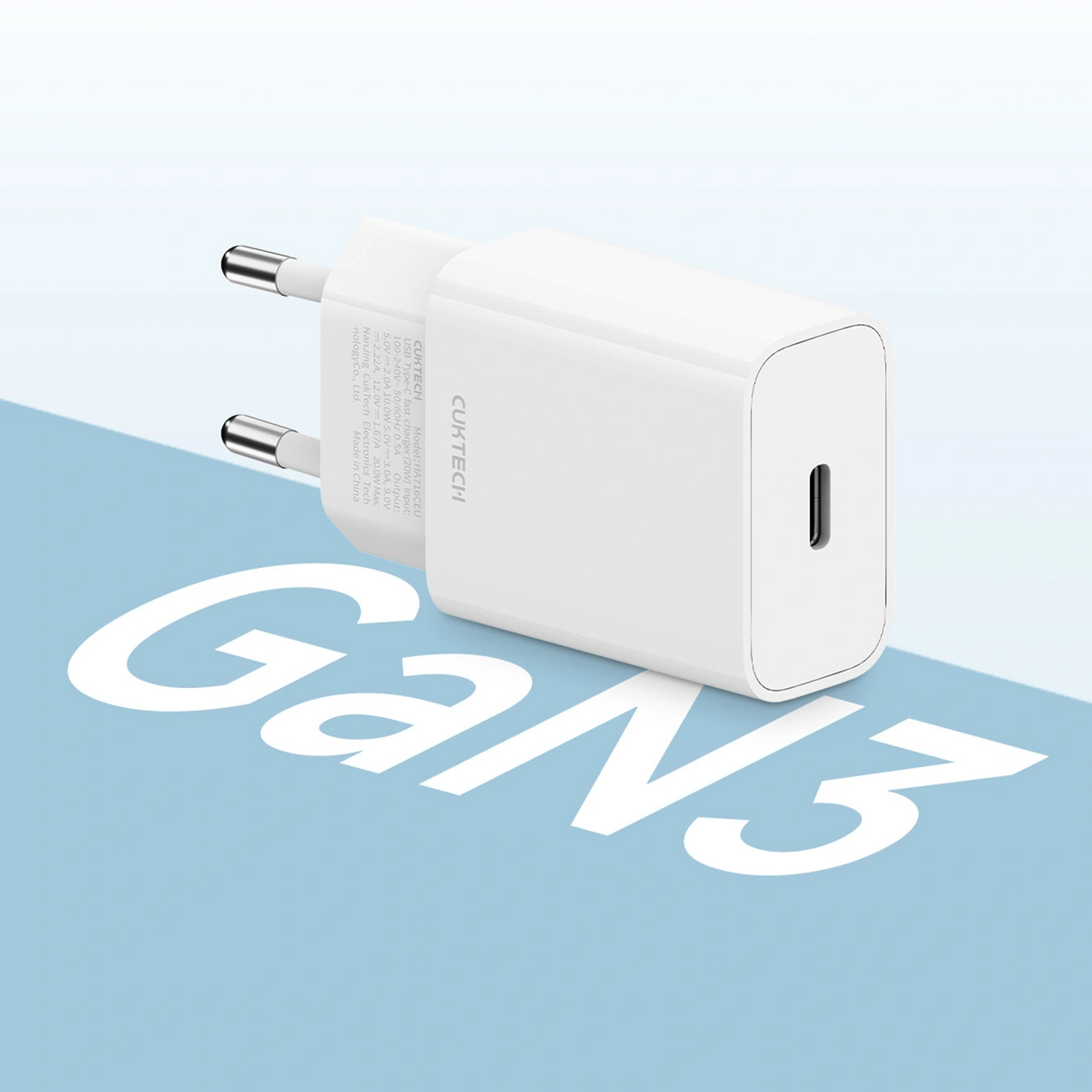 Punjač Mreže Cuktech HA716C, 20W, 3A, 1 x USB-C, Bijela