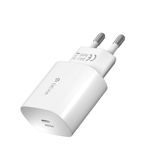 Punjač za mrežu s USB-C kabelom DEVIA RLC-383, 25W, 3A, 1 x USB-C, Bijeli