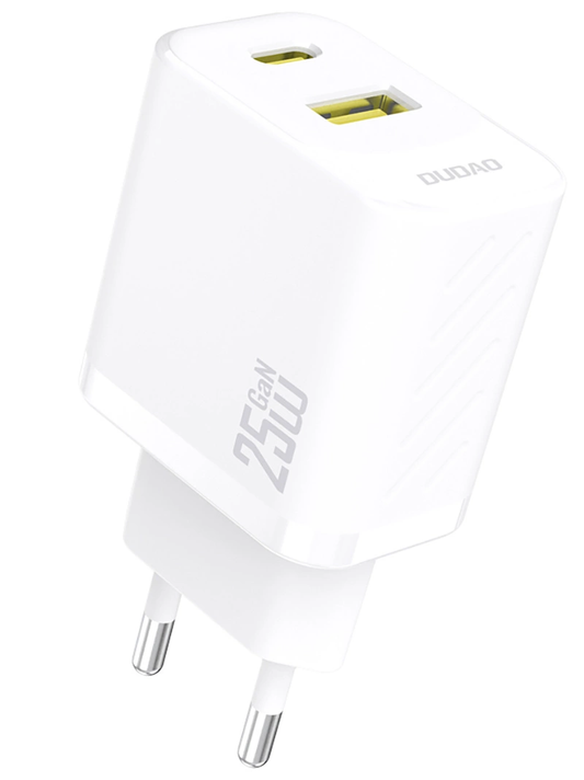 Punjač mreže Dudao A26T, 25W, 3A, 1 x USB-A - 1 x USB-C, Bijeli