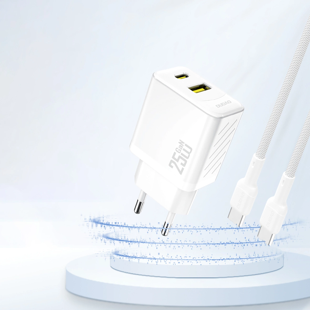 Punjač mreže Dudao A26T, 25W, 3A, 1 x USB-A - 1 x USB-C, Bijeli