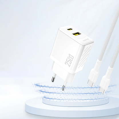 Punjač mreže Dudao A26T, 25W, 3A, 1 x USB-A - 1 x USB-C, Bijeli