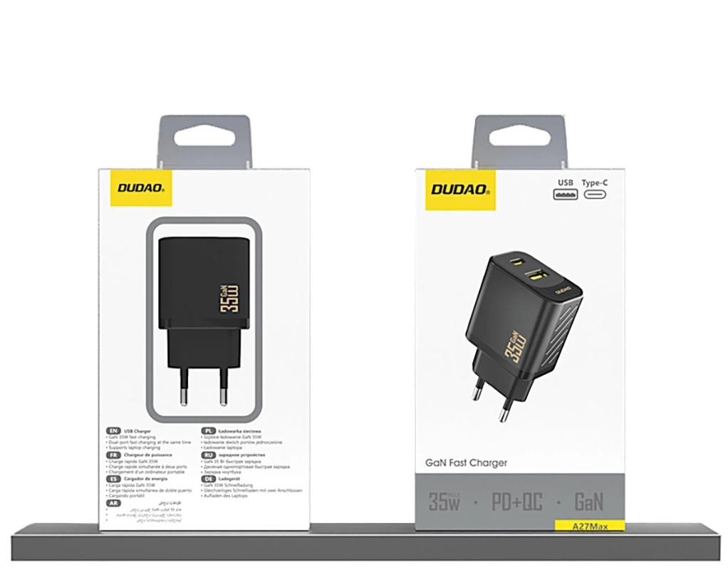 Punjač za mrežu Dudao A27 Max, 35W, 1 x USB-A - 1 x USB-C, Crni