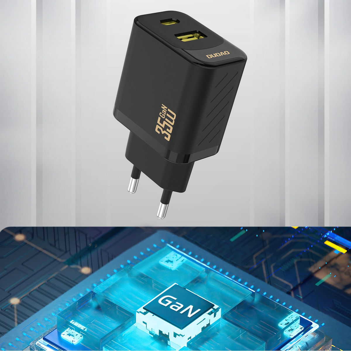 Punjač za mrežu Dudao A27 Max, 35W, 1 x USB-A - 1 x USB-C, Crni