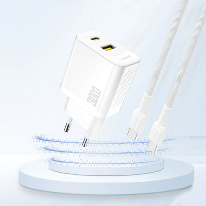 Punjač mreže Dudao A27TEU, 30W, 3A, 1 x USB-A - 1 x USB-C, Bijeli