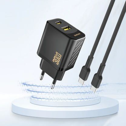 Punjač mreže Dudao A27TEU, 30W, 3A, 1 x USB-A - 1 x USB-C, Crni