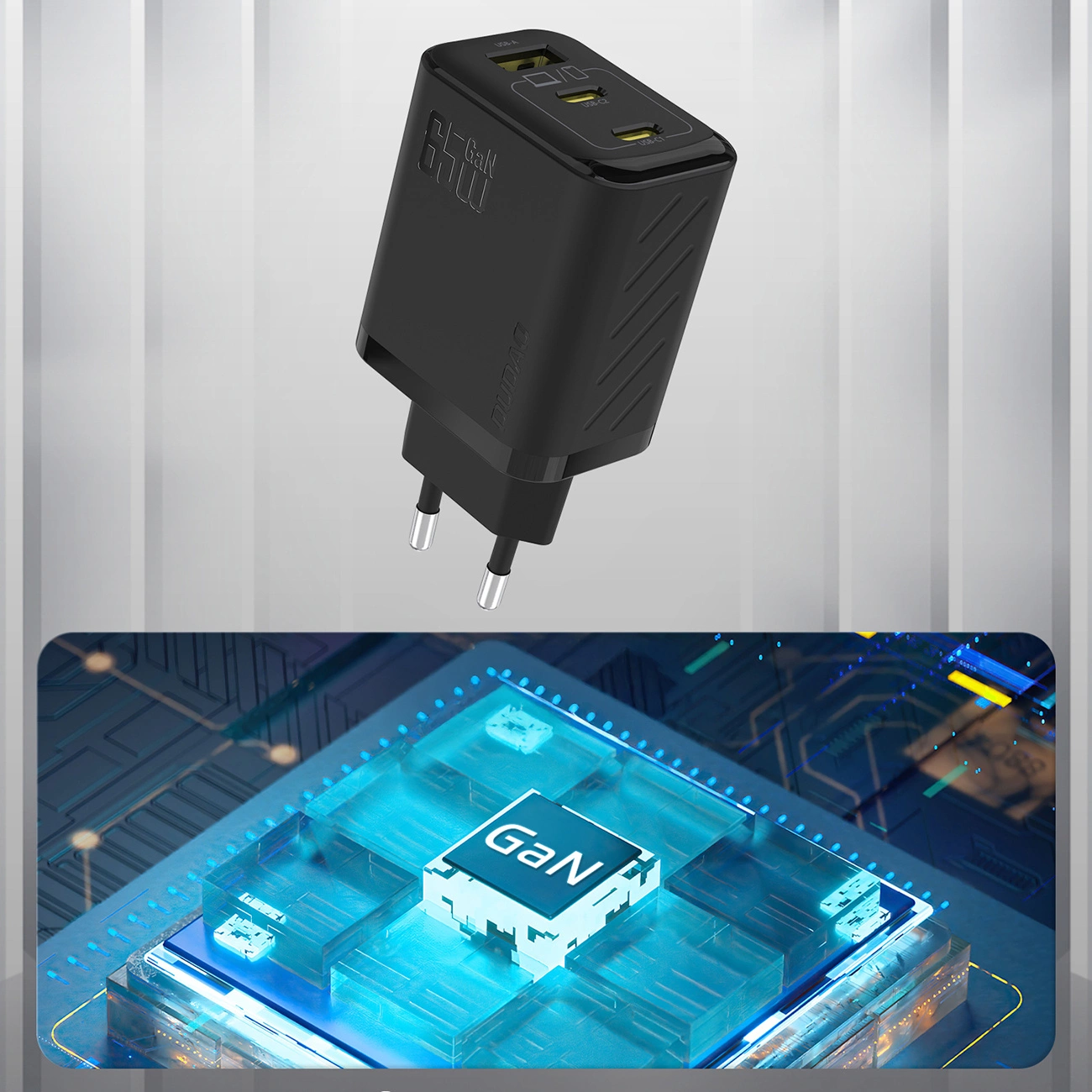 Punjač mreže Dudao A29, 65W, 1 x USB-A - 2 x USB-C, Crni