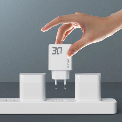 Punjač za mrežu Dudao A30EU, 30W, 3A, 1 x USB-A - 1 x USB-C, Bijeli