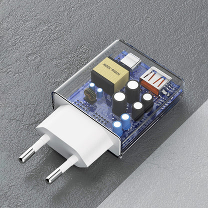 Punjač za mrežu Dudao A30EU, 30W, 3A, 1 x USB-A - 1 x USB-C, Bijeli