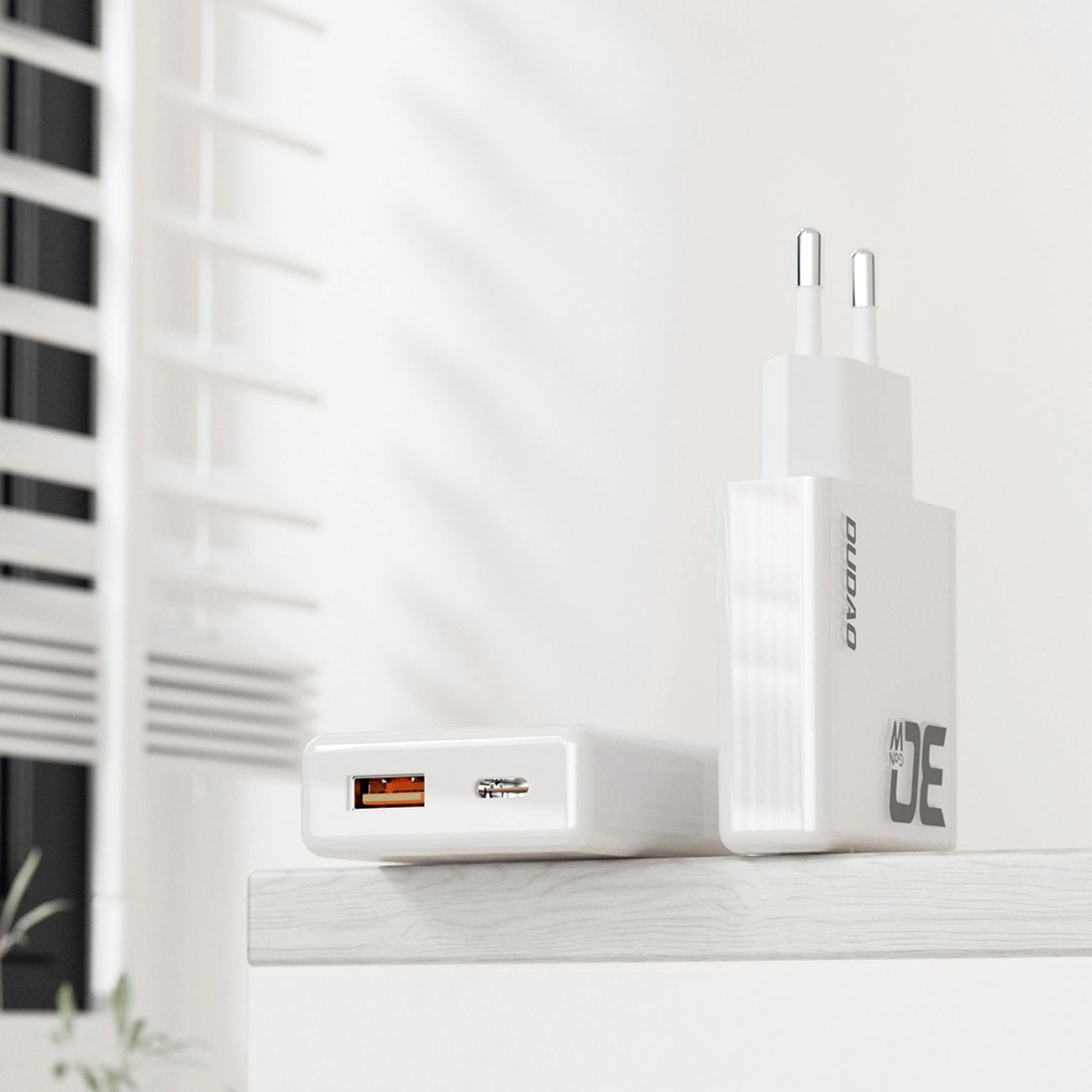 Punjač za mrežu Dudao A30EU, 30W, 3A, 1 x USB-A - 1 x USB-C, Bijeli