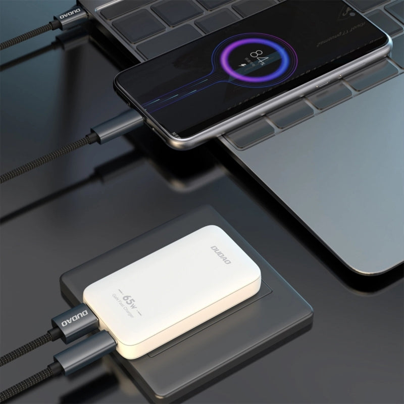 Punjač za mrežu Dudao A65Q Travel, 65W, 3.25A, 1 x USB-A - 1 x USB-C, Bijeli