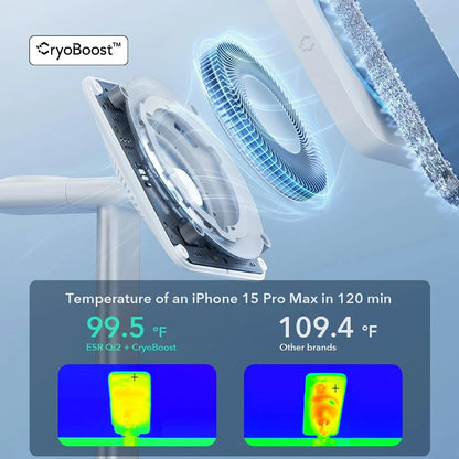 Bežični punjač ESR CryoBoost 3u1, 25W, 1.67A, Crni