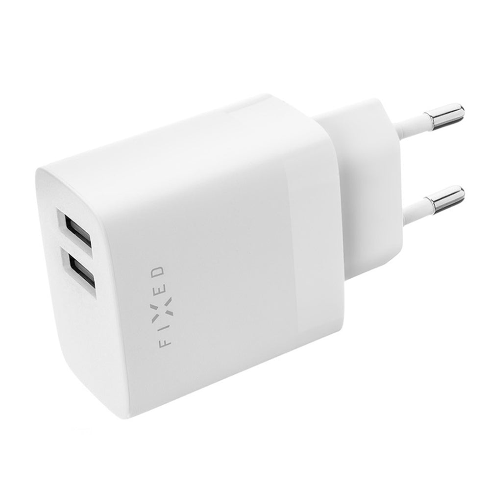 Punjač mreže Fixed, 17W, 3A, 2 x USB-A, Bijeli