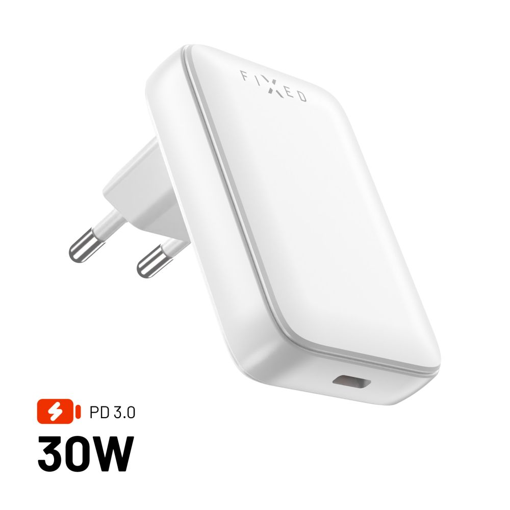 Punjač mreže Fixed, 30W, 3A, 1 x USB-C, Bijeli