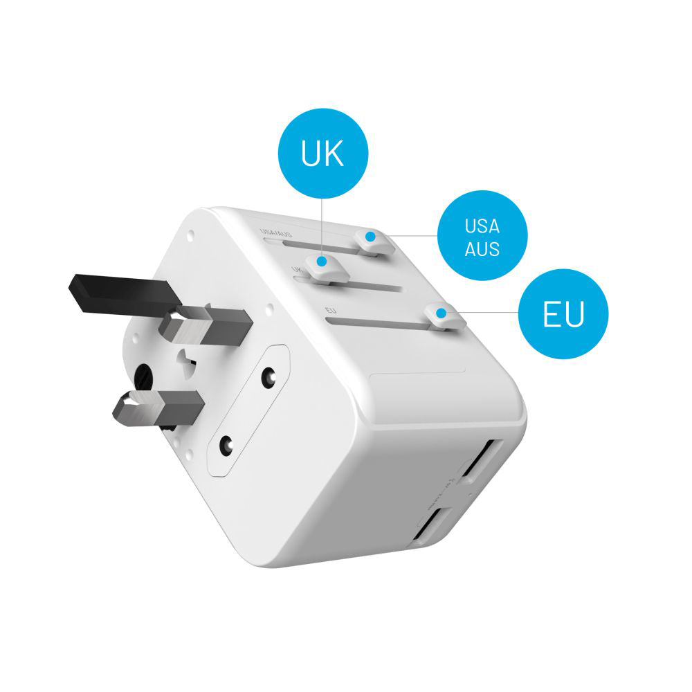 Punjač mreže Fixed Travel, 30W, 3A, 2 x USB-A - 1 x USB-C, Bijeli