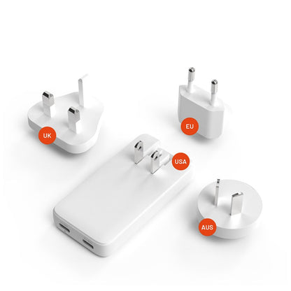 Punjač mreže Fixed Travel, 45W, 3A, 2 x USB-C, Bijeli