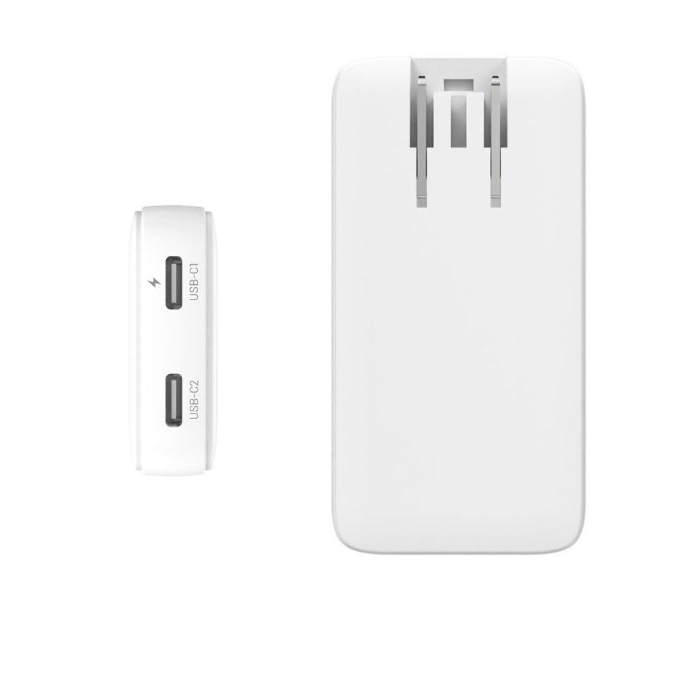 Punjač mreže Fixed Travel, 45W, 3A, 2 x USB-C, Bijeli