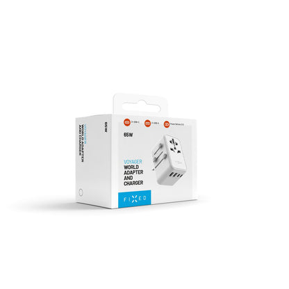 Punjač mreže Fixed Travel, 65W, 3.25A, 2 x USB-A - 3 x USB-C, Bijeli
