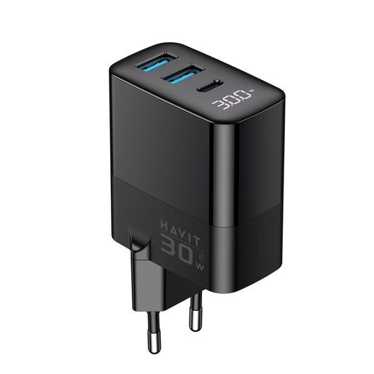 Punjač mreže HAVIT UCLE001, 30W, 3A, 2 x USB-A - 1 x USB-C, Crni