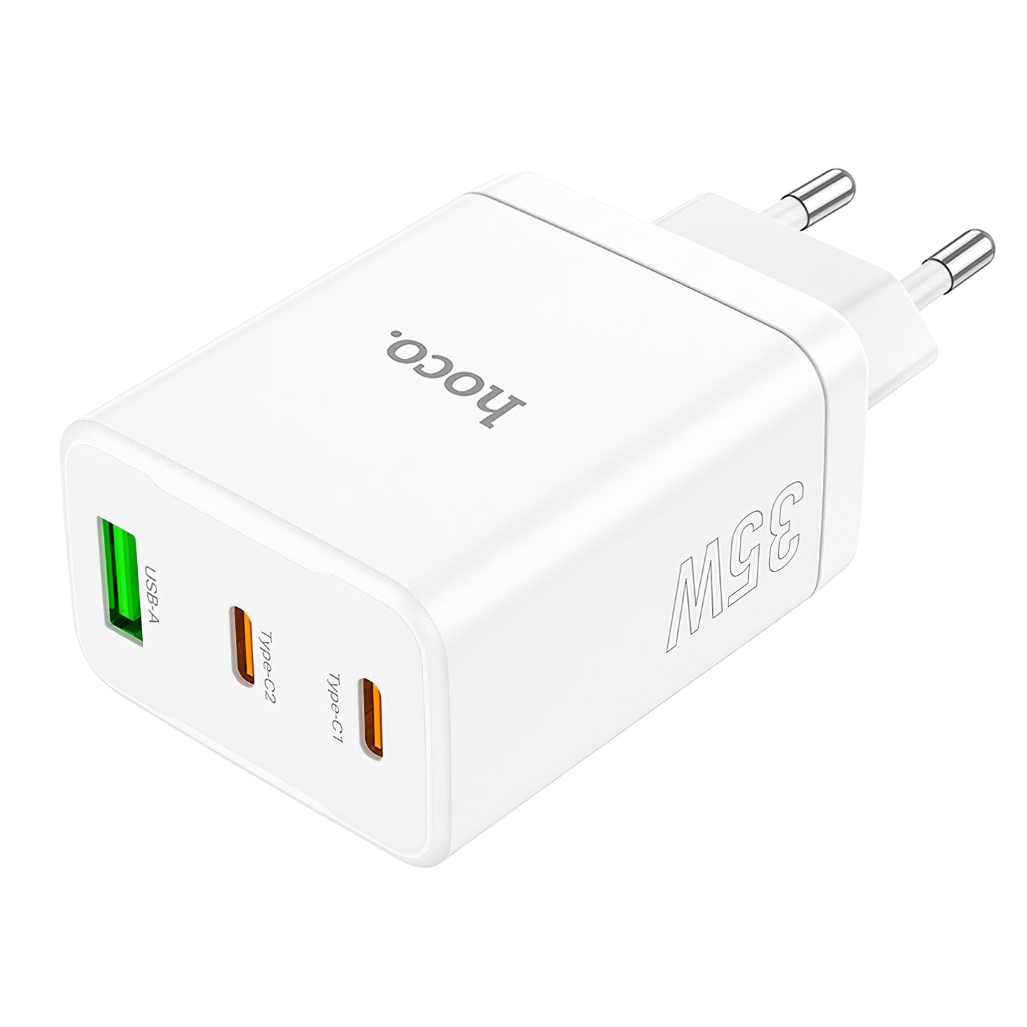 Punjač za mrežu HOCO N33, 35W, 3A, 1 x USB-A - 2 x USB-C, Bijeli