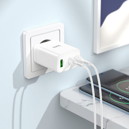 Punjač za mrežu HOCO N33, 35W, 3A, 1 x USB-A - 2 x USB-C, Bijeli