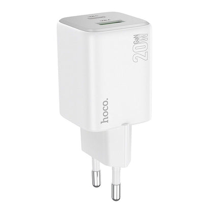 Punjač za mrežu HOCO N41, 20W, 3A, 1 x USB-A - 1 x USB-C, Bijeli