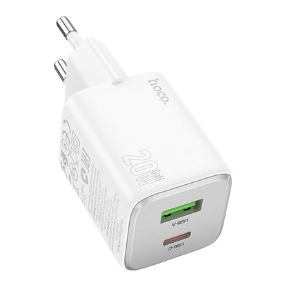Punjač za mrežu HOCO N41, 20W, 3A, 1 x USB-A - 1 x USB-C, Bijeli