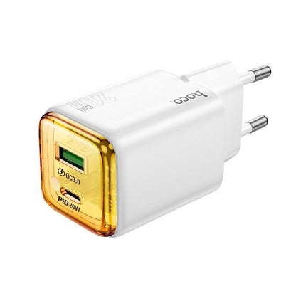 Punjač za mrežu HOCO N52, 20W, 3A, 1 x USB-A - 1 x USB-C, Bijeli