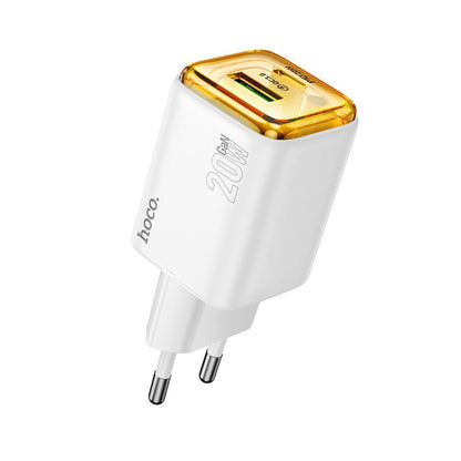 Punjač za mrežu HOCO N52, 20W, 3A, 1 x USB-A - 1 x USB-C, Bijeli