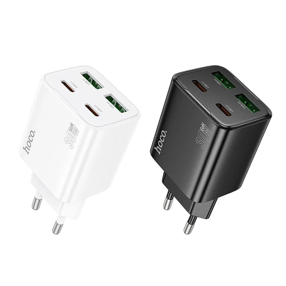 Punjač za mrežu HOCO N56, 30W, 3A, 2 x USB-A - 2 x USB-C, Bijeli