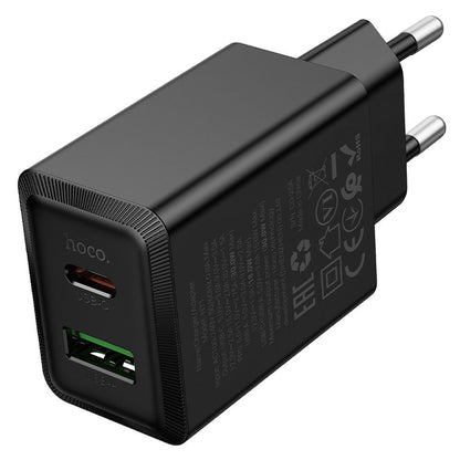 Punjač za mrežu HOCO N71, 30W, 3A, 1 x USB-A - 1 x USB-C, Crni