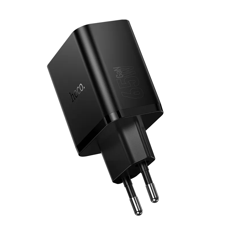 Punjač za mrežu HOCO N75, 65W, 3A, 1 x USB-A - 2 x USB-C, Crni