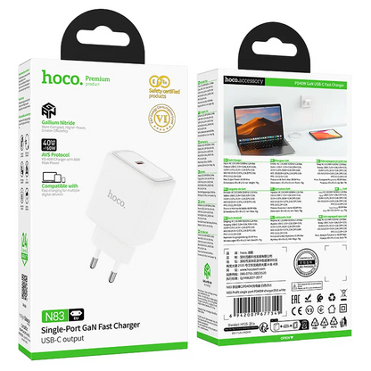 Mrežni punjač HOCO N83, 40W, 3A, 1 x USB-C, Bijela