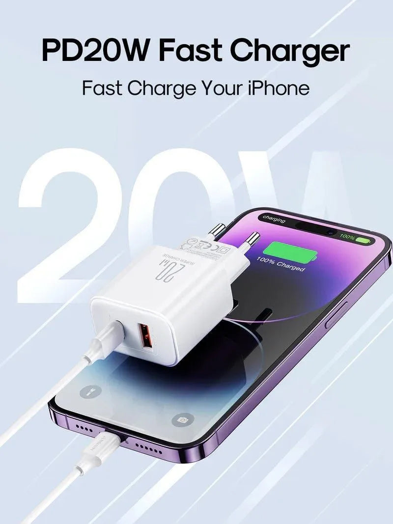 Punjač mreže Joyroom JR-TCF05, 20W, 3A, 1 x USB-A - 1 x USB-C, Bijeli