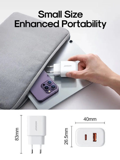 Punjač mreže Joyroom JR-TCF05, 20W, 3A, 1 x USB-A - 1 x USB-C, Bijeli