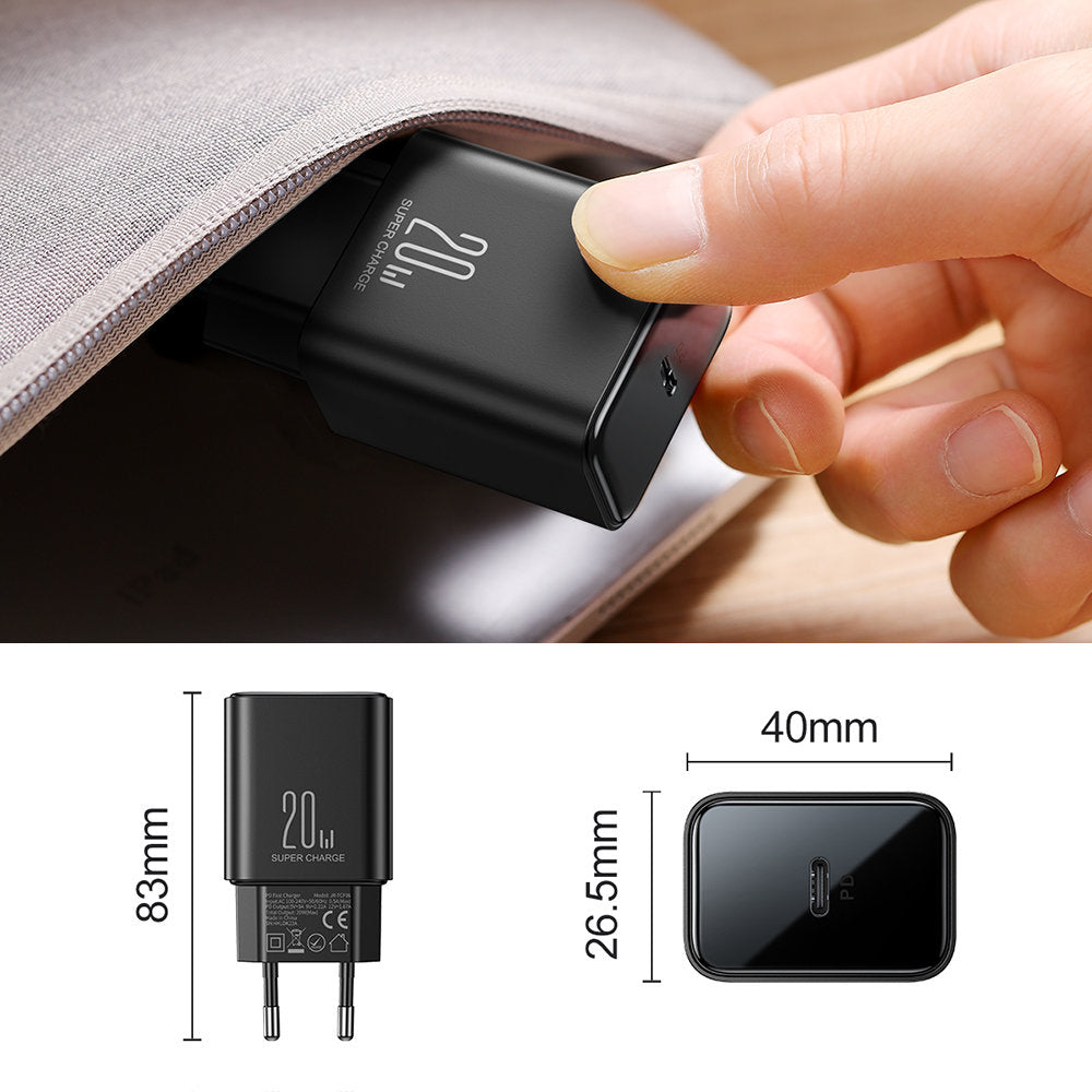 Punjač za mrežu Joyroom JR-TCF06, 20W, 3A, 1 x USB-C, Crni