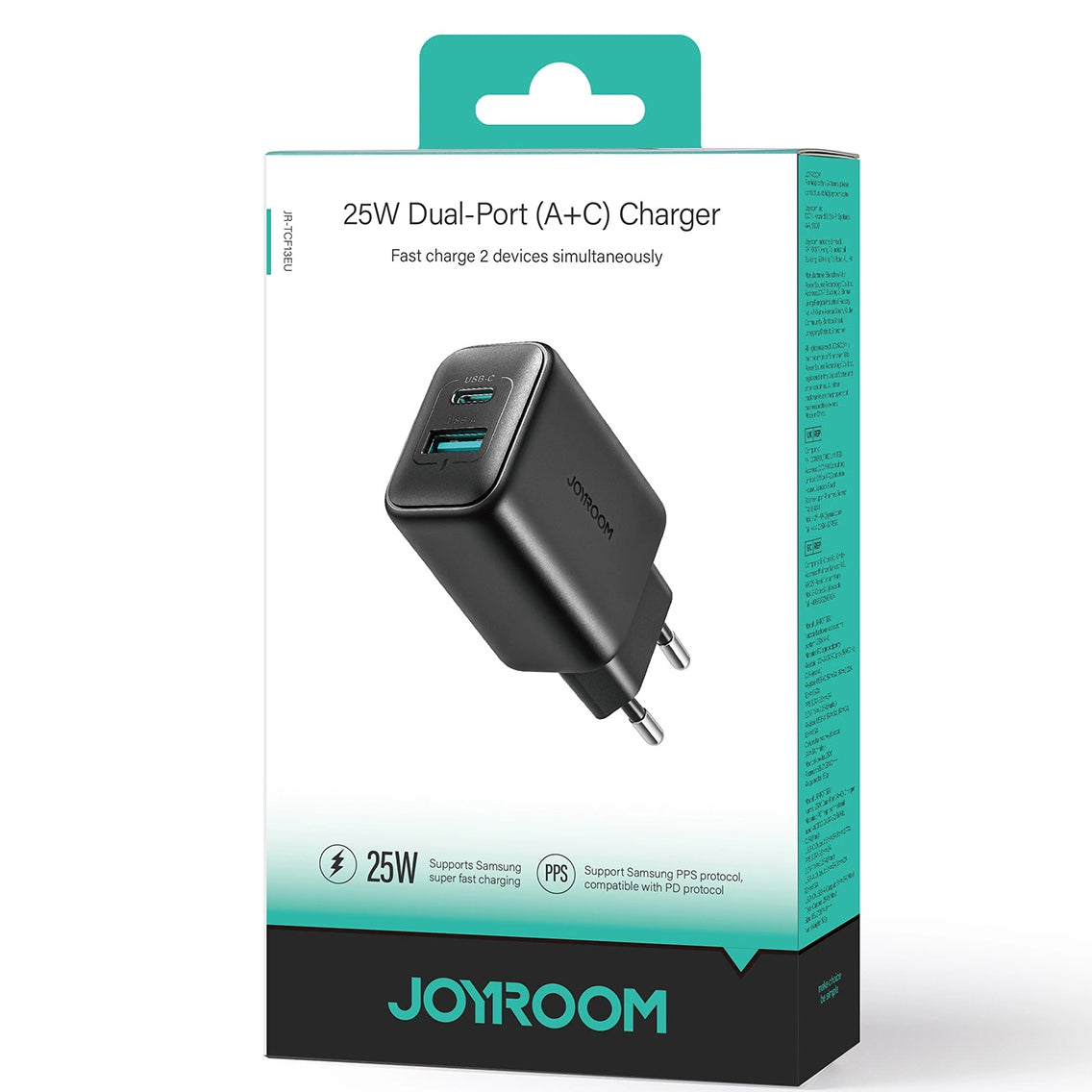 Punjač mreže Joyroom JR-TCF13, 25W, 3A, 1 x USB-A - 1 x USB-C, Crni
