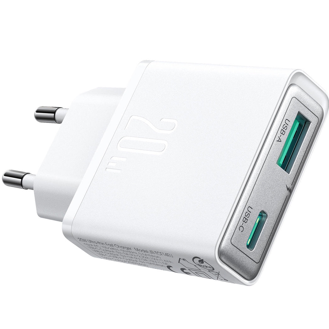 Punjač za mrežu Joyroom JR-TCF14, 20W, 3A, 1 x USB-A - 1 x USB-C, Bijeli