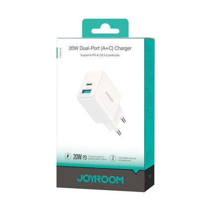 Mrežni punjač Joyroom JR-TCF21, 20W, 3A, 1 x USB-A - 1 x USB-C, Bijeli