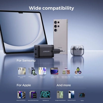 Punjač mreže Joyroom JR-TCG17, 45W, 3A, 2 x USB-C, Crni