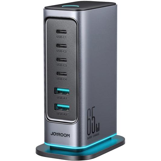 Punjač Stanica Joyroom JR-TCM02, 65W, 3.25A, 2 x USB-A - 4 x USB-C, Siva
