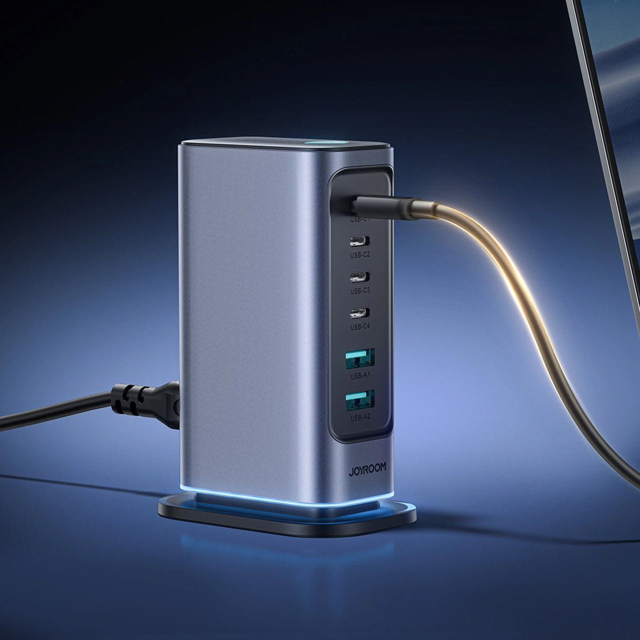 Punjač Stanica Joyroom JR-TCM02, 65W, 3.25A, 2 x USB-A - 4 x USB-C, Siva