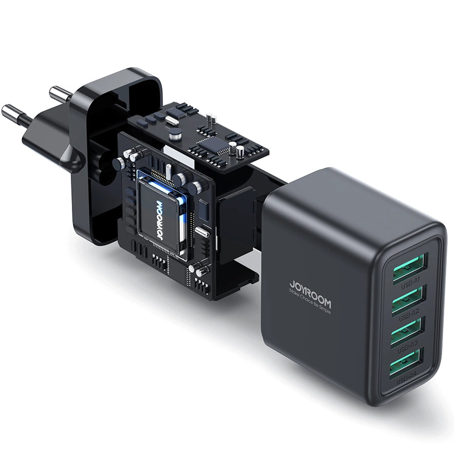 Punjač za mrežu Joyroom JR-TCN03, 24W, 2.4A, 4 x USB-A, Crni