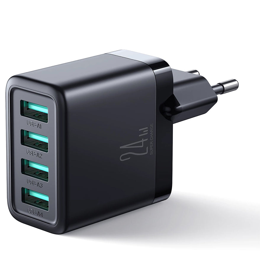 Punjač za mrežu Joyroom JR-TCN03, 24W, 2.4A, 4 x USB-A, Crni
