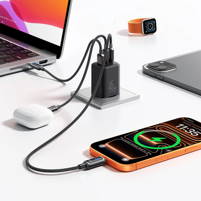 Punjač za mrežu Joyroom JR-TO1, 45W, 3A, 1 x Lightning - 1 x USB-A - 1 x USB-C, Crna
