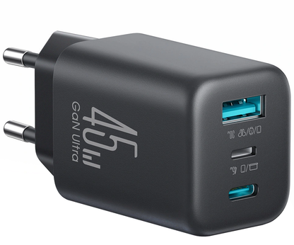 Punjač za mrežu Joyroom JR-TO1, 45W, 3A, 1 x Lightning - 1 x USB-A - 1 x USB-C, Crna