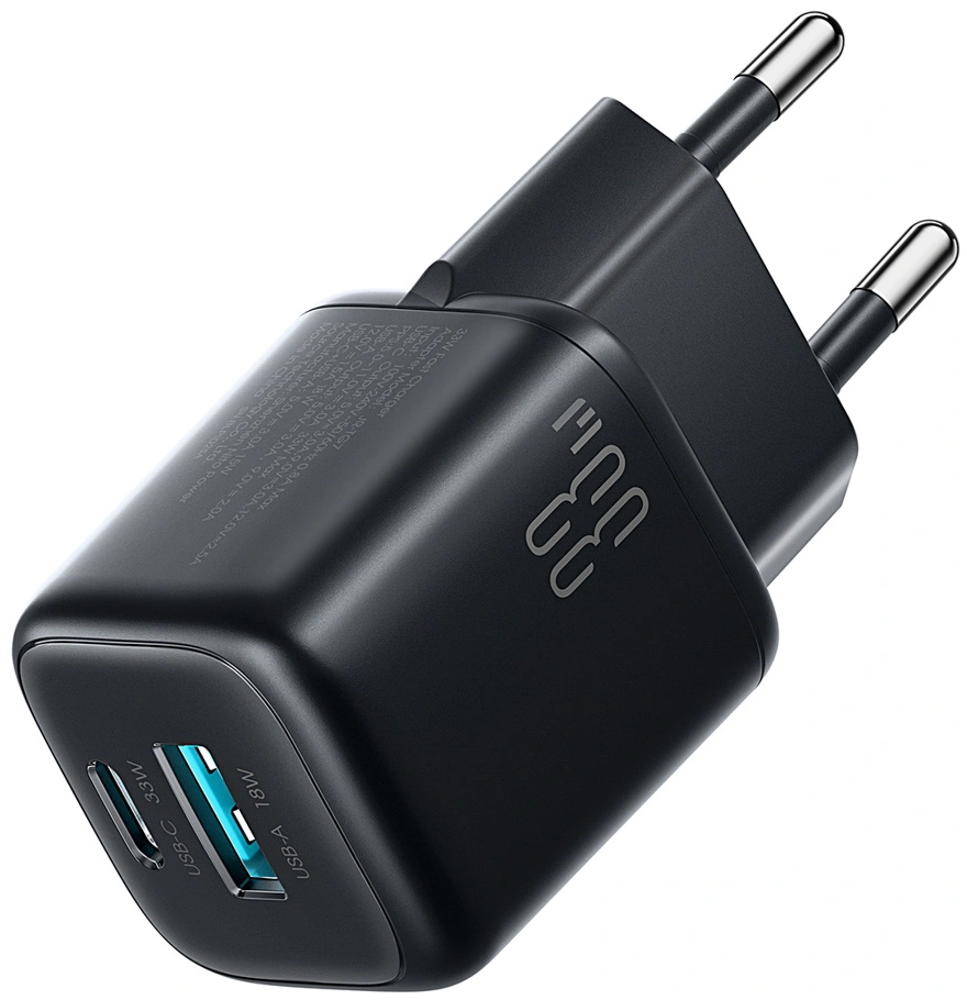 Mrežni punjač Joyroom JR-TG7, 33W, 3A, 1 x USB-A - 1 x USB-C, Crni