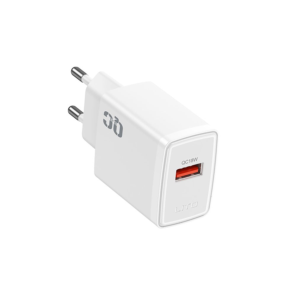 Punjač za mrežu Lito LC08, 18W, 3A, 1 x USB-A, Bijeli