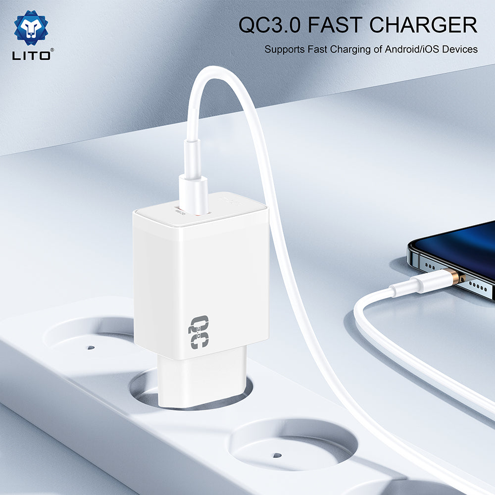 Punjač za mrežu Lito LC08, 18W, 3A, 1 x USB-A, Bijeli