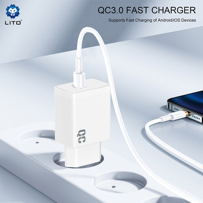 Punjač za mrežu Lito LC08, 18W, 3A, 1 x USB-A, Bijeli